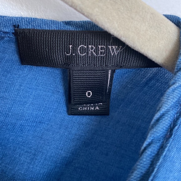 J Crew Blue Chambray Long Sleeve Ruffle Blouse - Picture 3 of 4